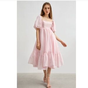 Women J.ING Ever After Pink Puff Sleeve Mini Dress S